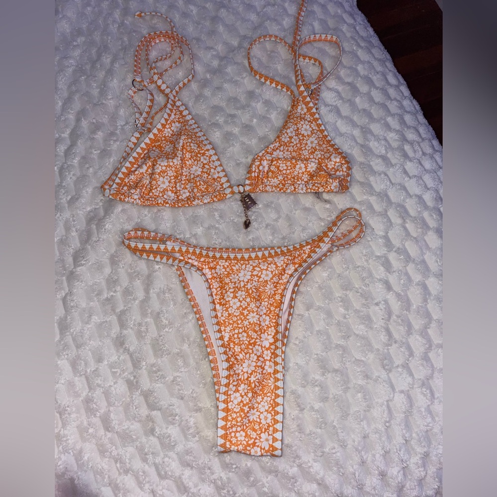Orange Floral Bikini Set